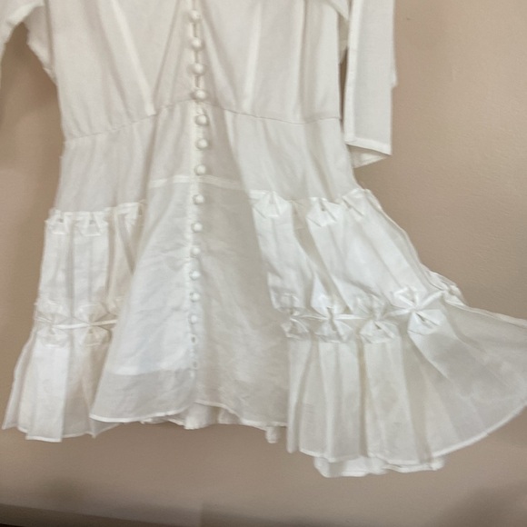 Byron Lars White Button-Front Ruffle Hem Blouse Tunic - Picture 3 of 12